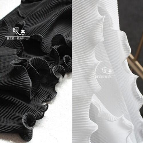 19cm Wide Pleated Chiffon Lace Trim Wave Ruffle Folds DIY Patchwork Collar Skirt Wedding Dress Decor Designer Accessories