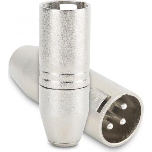 2PCS Gold Plated Copper Mini XLR 3pin Male to Silver Plated Copper XLR 3pin Male Adapter for Professional SLR Cameras