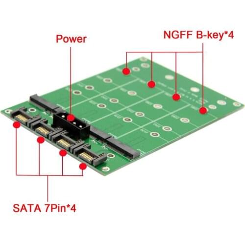 4 Lane M.2 NGFF B or B/M key SSD to SATA 7Pin Hard Disk Enclosure Converter Support 30mm 42mm 60mm 80mm