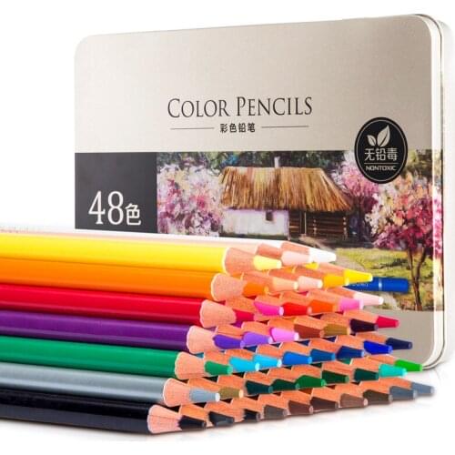 48 Oily Colored Pencils Coloring Pen Color Lead Oily children Beginners Water-soluble Hand-Painted Pen Art Supplies