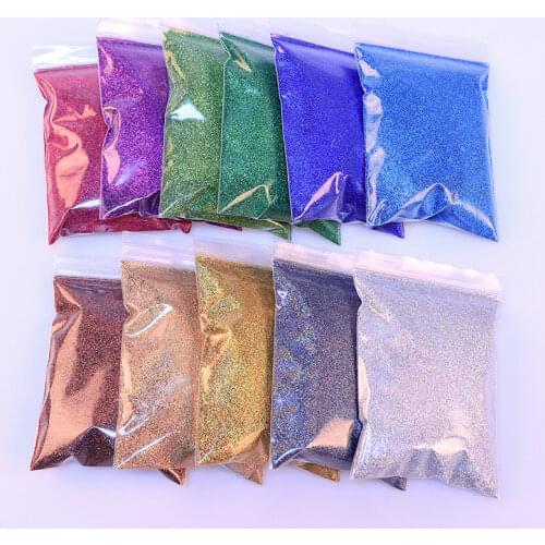 50g/bag Holographic Laser Nail Glitter Powder Sparkly Gold Silver Nail Fine Glitter Dust Nail Art Decorations