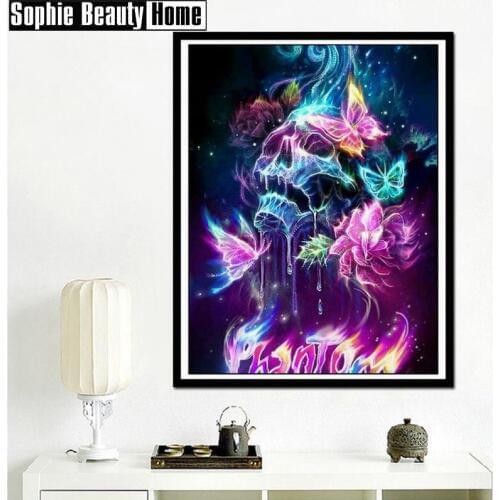 5D Diy Diamond Painting Accessories Cartoon Skull Diamond Embroidery Pattern Butterfly Full Diamond Mosaic Home Decor 196019