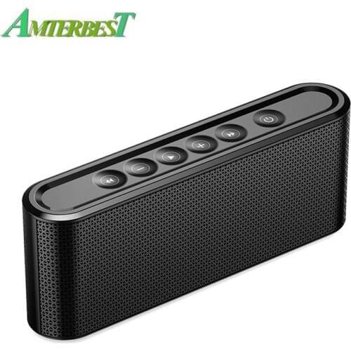 AMTERBEST Portable Bluetooth Speaker Hifi Wireless Stero Soundbox Super Bass Dual Speakers with Mic Support TF USB for Phone PC
