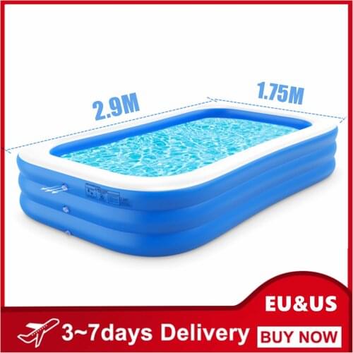 Large Swimming Pool 290CM 3 Layers Children Inflatable Pool Bathing Tub Baby Kid Home Outdoor Inflatable Square Swimming Pool