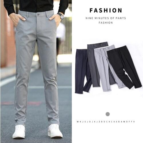 New Classic Style Mens Casual Pants Business Fashion Black Blue Elastic Regular Fit Brand Trousers High Quality Clothes Leisure