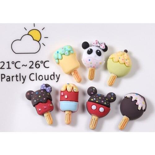 5 PCS Cute Mini Artificial Ice Cream Clay Charm Beads Doll House Decoration Funny Children Toys DIY