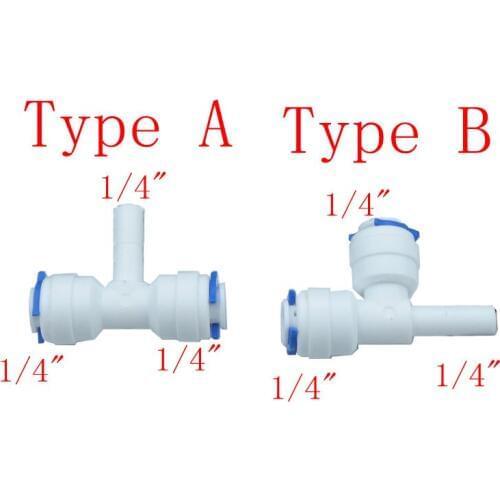 Quick Connect RO Water System Reverse Osmosis Aquarium Fitting 1/4"OD To 1/4" Stem Tee Run branch Connector