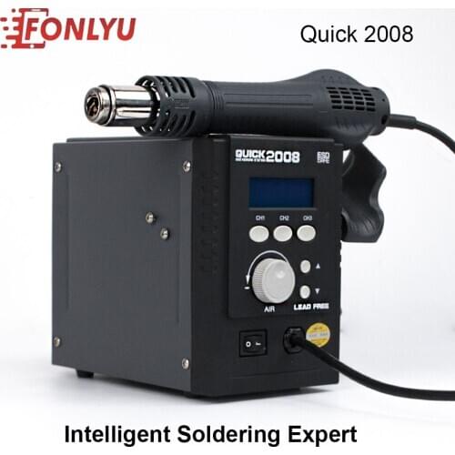 QUICK 2008 Hot Air GunStation For Phone BGA Desoldering Repairing ESD Rework welding bench lead free adjustable display