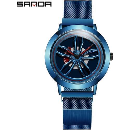 Sanda Fashion watches men 2019 turn of The Times waterproof magnetic buckle Men quartz wirstwatch stainless steel date clock