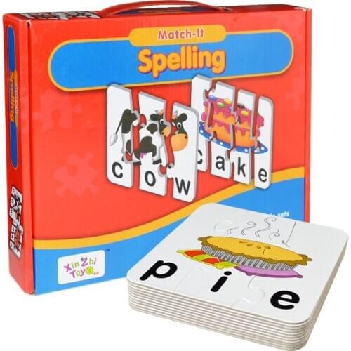 Baby 20 Cards English Spelling Puzzle Cartoon Animal Alphabet Letters Words Early Learning Education Game Toys for Kids Children