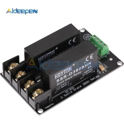 380V 8A 2 Channel Solid State Relay Module High and Low Level Trigger Board SSR-D3808HK Switch Controller For Arduino