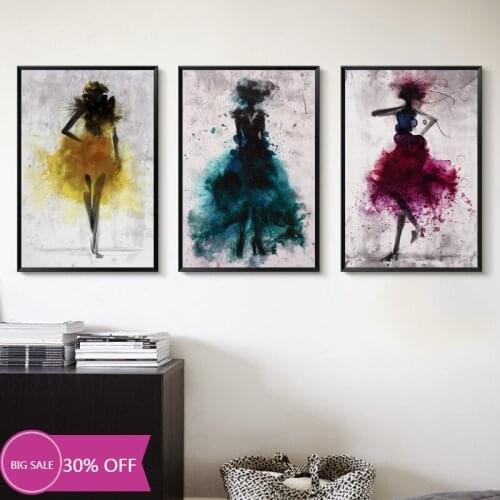 Elegant Poetry Dancing Skirt Girl Watercolor Abstract Canvas Painting Art Print Poster Picture Decoration Modern Home Decoration