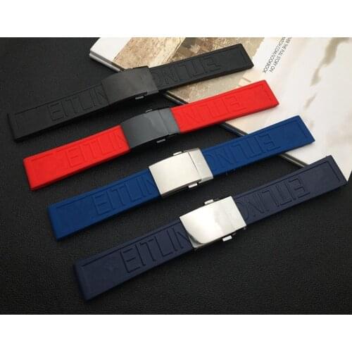 Luxury brand watchband Silicone Rubber Black Blue Red 22mm 24mm Bracelet For navitimer/avenger/Breitling strap watch band tools