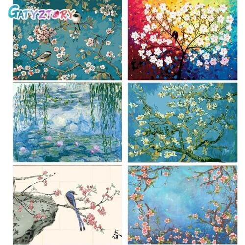Gatyztory Painting By Numbers Birds Canvas Drawing Handpainted Kits Acrylic Paints Art Unique Gift Wall Decor Frame 60×75cm