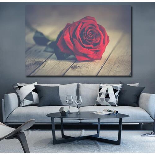 Canvas Painting Modern Wall Art Unframed Printed Pictures Big Size Poster Red Rose Flower Photo Printing For Living Room Decor
