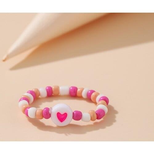 2021 Flower Bohemia Rings Summer Colorful Beads Ring for Women Kids Boho Beach Jewelry Gifts Fashion Adjustable Rings