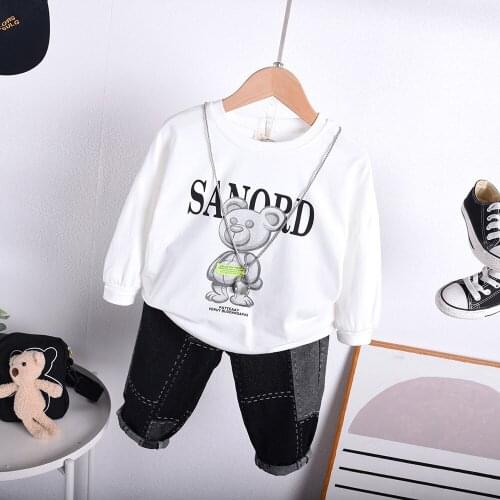 Spring Autumn Children Boys Cartoon Clothing Sets Cute Cotton T-shirt Long Sleeve Outfit Boy Clothes for Toddler Kids Suit 2-7T