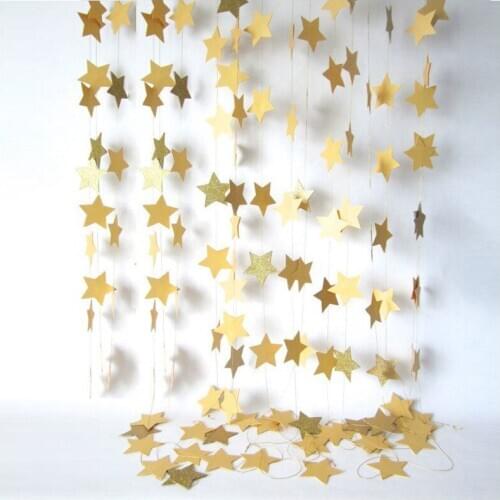 Fashion Wall Hanging Paper Star Garlands Long Birthday String Chain Wedding Party Banner Handmade Children Room Home Decor