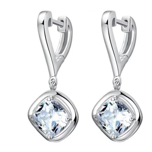 Trendy Lady Silver 925 Earrings Heart Jewelry For Women Cute Crystal Hoop Earrings Girls Princess Accessories Birthday Gift