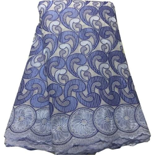 Nigerian Swiss Voile Lace With Stones Holes African Lace Fabric Embroidery Dubai Cotton For Everyone Dress 2.5 yard PL-100