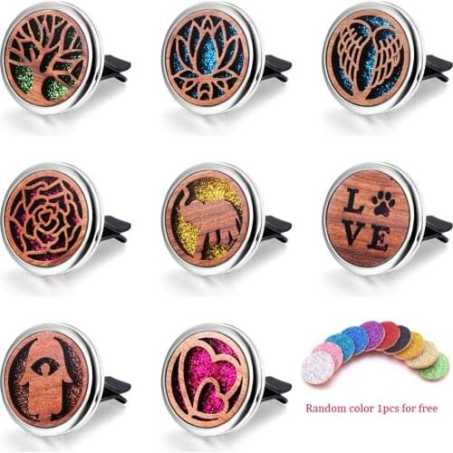 New Aromatherapy Detachable Wooden Car Air Vent Freshener Clip Vintage Perfume Essential Oil Diffuser Aroma Locket Pendant