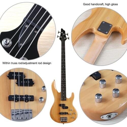 Solid Okoume Body 4 Strings Bass Guitar Electric Bass Guitar 43 Inch Bolt On Wood Guitar Natural Color With Free Bass Bag