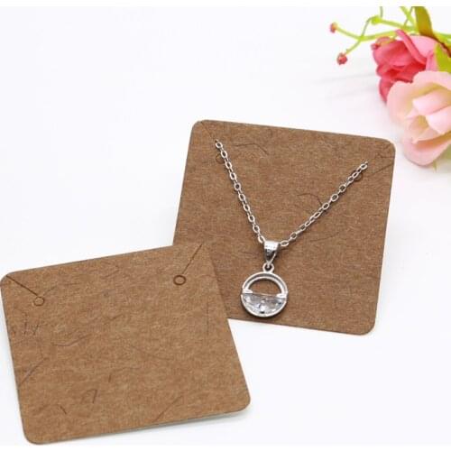 Necklace Card Holder Packing Tags Special Kraft Paper 5*5cm Jewelry Necklace Display Packaging Cards Custom Logo Need Cost Extra