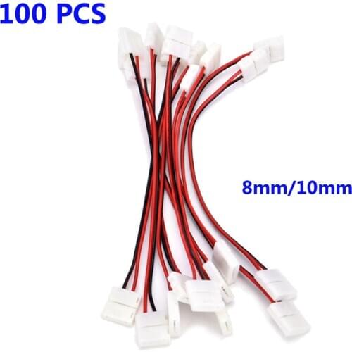 8mm/10 mm 2 Pin Led Strip Connector For Single Color Led Strip 3528/5050 Easy Connect No Need Soldering Connectors 100Pcs/lot