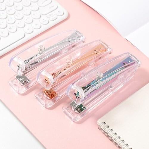 Rose Gold Stapler Staple Remover Staples Hold Punch Creative Large Desk Stapler Student School Office Stationery Supplies