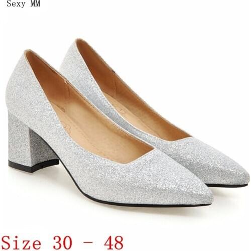 Stiletto Ladies High Square heeled Shoes Women Pumps Party Wedding Shoes Pointed Toe High Heels Kitten Heels Plus Size 30-48