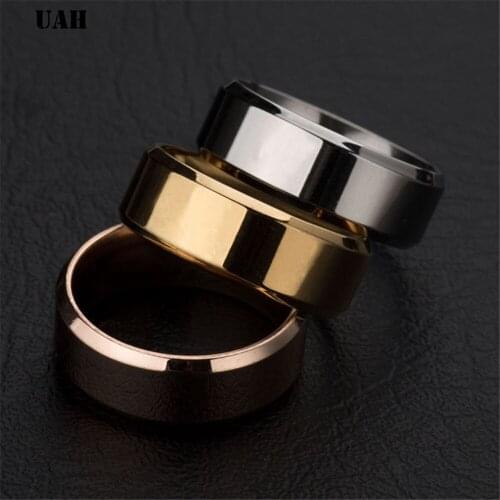 UAH Men Black Titanium Stainless Ring Factory Direct Lover Couple Rings for Women