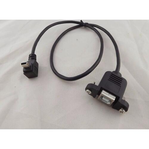 10pcs USB 2.0 B Female To Mini 5 Pin Male Up Angle Panel Mount Printer Extension Cable 50cm