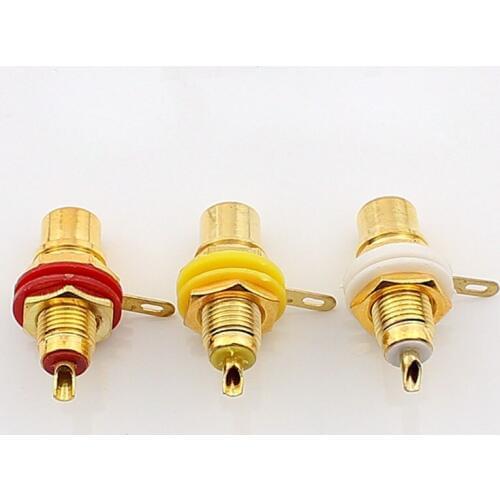 100pcs RCA Lotus Audio Cable Connector AV Amplifier Plug rca Lotus Socket Plug Terminal Copper Gold-plated