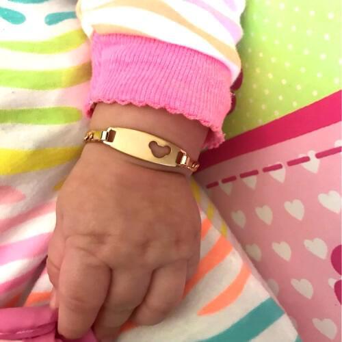 16cm Baby Bracelet Gold Kids Jewelry for Baptism Girls Boys Braclet Baby Armband Pulseira Bebe Brazalete Bracciale Bambino B0342