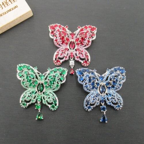 40x45mm gold plated Cz micro butterfly brooch