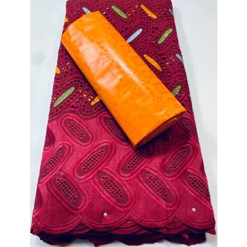 African Bazin Riche Lace Fabric 2021 Latest Design Swiss Voile Dry Cotton Lace With Bazin Riche Brocade 2.5+2.5Yards/Lot VKM111