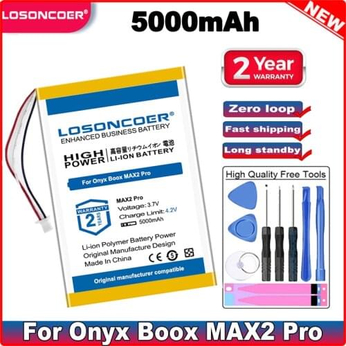 LOSONCOER 5000mAh Battery For Onyx Boox MAX2 Pro Ebook Batteries +Free Tools in stock
