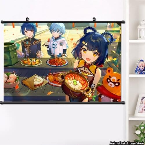 Anime Game Genshin Impact Xinagling Cute Girl Wall Scroll Painting Poster HD Print Home Decor Collection Art 40x60cm