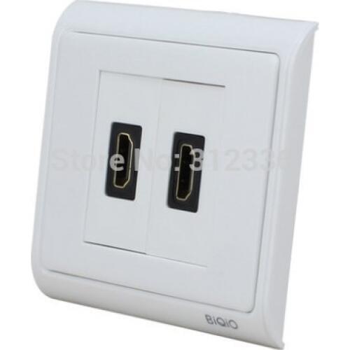 Free shipping 86mm wall socket double HDMI connector directly multifunctional socket HDMI: V1.4 V1.3B V1.3 Multi-Media Socket
