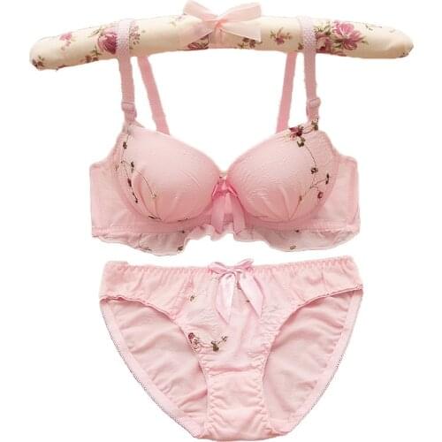 Teenage Girls Pretty Lace Chiffon Training Bras Set Young Girl Comfortable Gathered Type Bra Kids Intimates Students Underwear