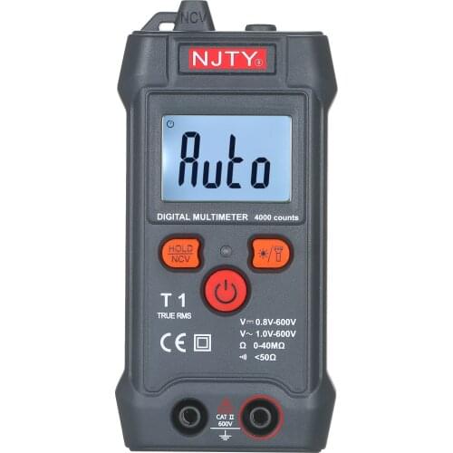 NJTY T1Palm-size LCD Digital Multimeter Auto Range NCV 4000 Counts True RMS Smart Universal Tester 600V Voltmeter ON-OFF Buzzer