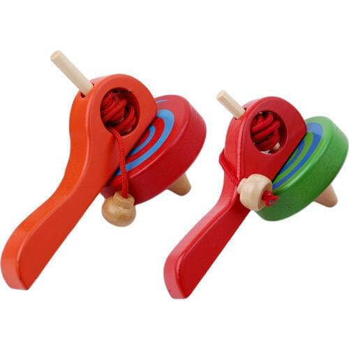 Wooden Handle Wire Gyro Toy Spinning Gyroscope Kids Sport Toy Early Learning Education Toys For Children