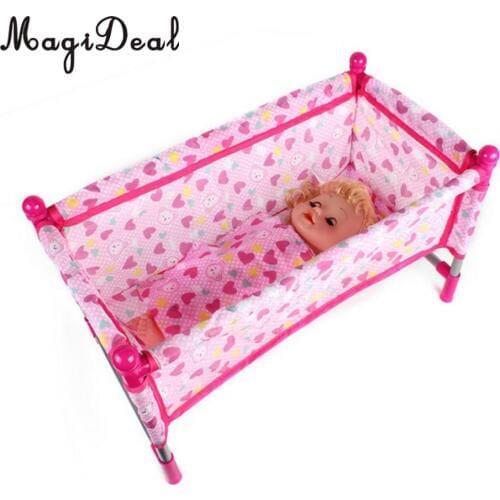 Kids Children Play House Toy - Simulation Furniture Playset Baby Infant Doll Crib Bed Quilt Pillow Set