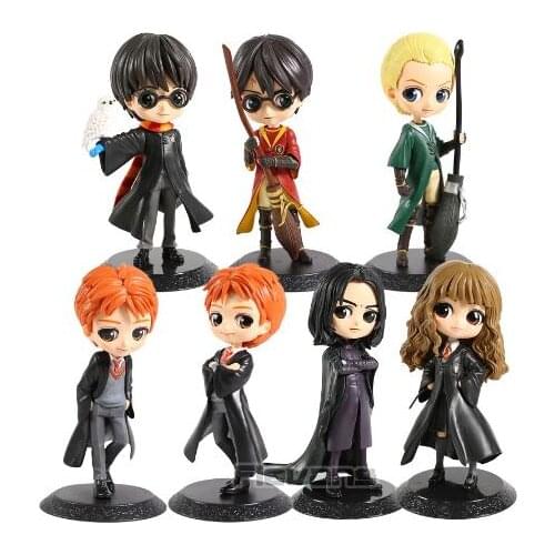 Harry Anime Q posket Big Eyes Hermione Potter Severus Snape Draco Malfoy PVC Action Figure Toy Doll Christmas for Children Gift
