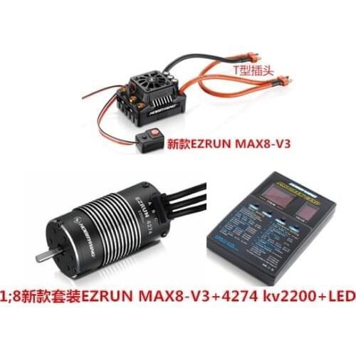 Hobbywing EzRun Max8 v3 T/TR X Plug Waterproof 150A ESC Brushless ESC +4274 2200KV Motor LED Program Card for 1:8 RC Car crawler
