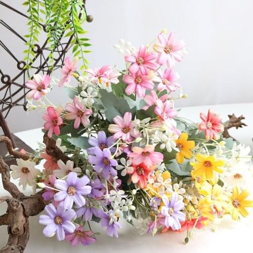 Artificial 15 gerbera daisy home wedding garden decoration long branch bouquet DIY bridal silk simulation flower accessories