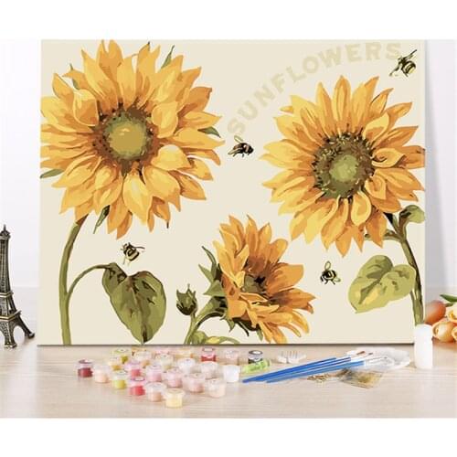 Lovely Sunflower Paintings By Numbers DIY Pictures Oil Coloring By Numbers Set Gift Drawing By Numbers Canvas Decor New Arrivals