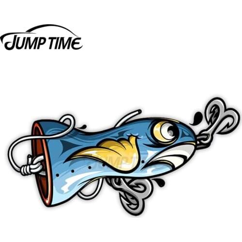 JumpTime 13 x 4.6cm Fishing Lure Waterproof Car Stickers Motorcycle Occlusion Scratch Vinyl Window Trunk Decal Decoration