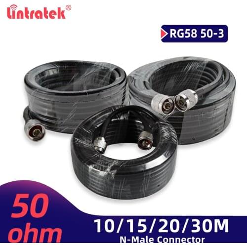 RG58 Coaxial Cable 10/15/20/30M N Male to N Male 50ohm RF Adapter For 900 1800 2600 Mobile Internet Repeater Booster Amplifier