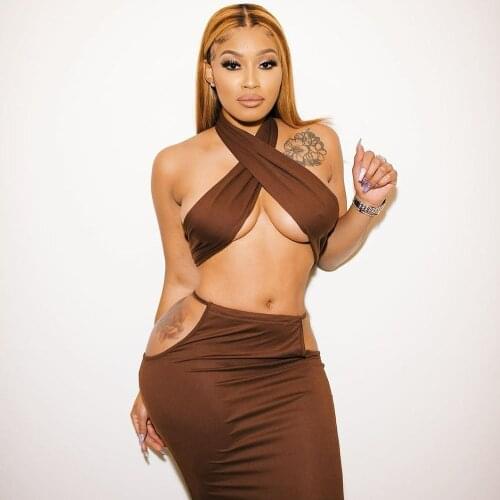 Party Club Wear Two Piece Set for Women Halter Crop Top and Skirts Sets Sexy Birthday Outfits 2 Piece Skirts Suits Matching Sets